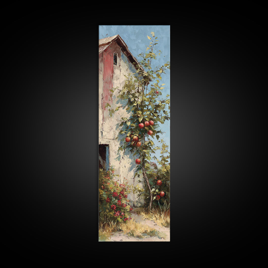 Apple Orchard Scene Canvas Print, Bed and Breakfast Art, Boho Decor, Living Room Decor, Oil Painting, Art Print, BAB-1x3-97