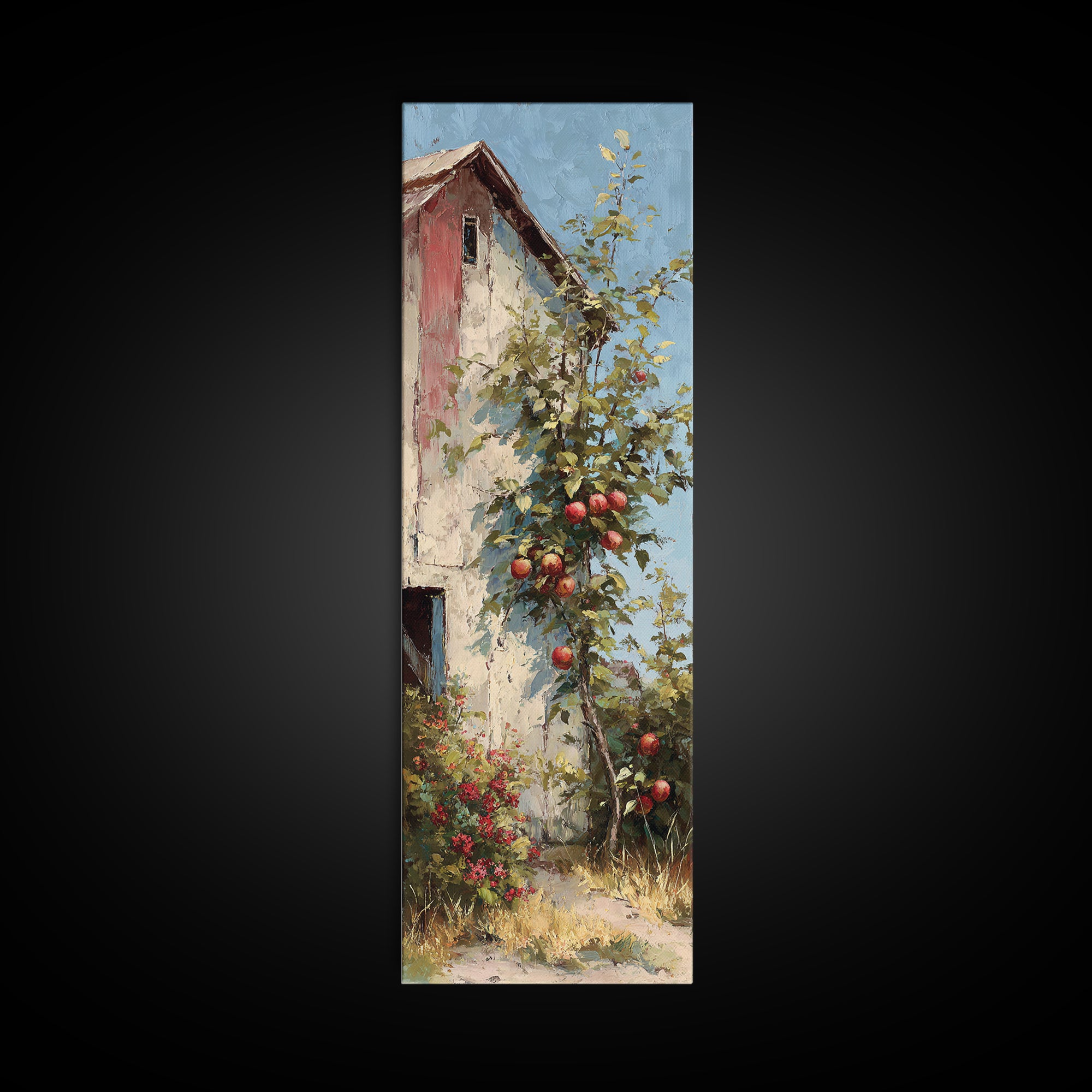 Apple Orchard Scene Canvas Print, Bed and Breakfast Art, Boho Decor, Living Room Decor, Oil Painting, Art Print, BAB-1x3-97