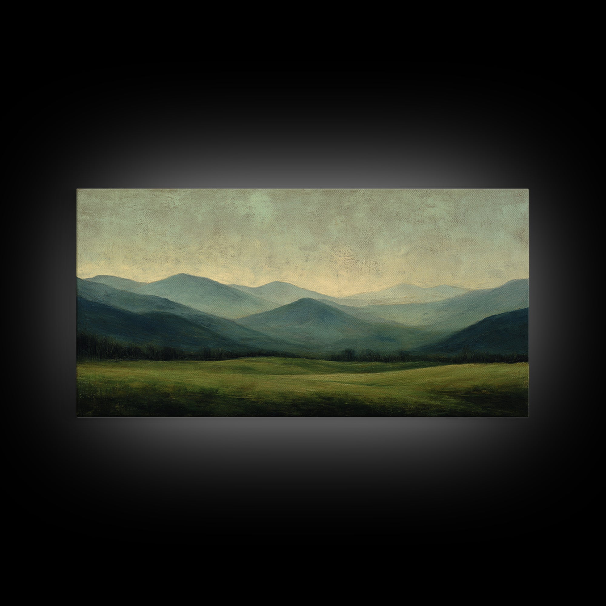 Classic Landscape with Rolling Green Hills Canvas Print, Bed and Breakfast Art, Statement Artwork, Living Room Decor, BAB-2x1-20