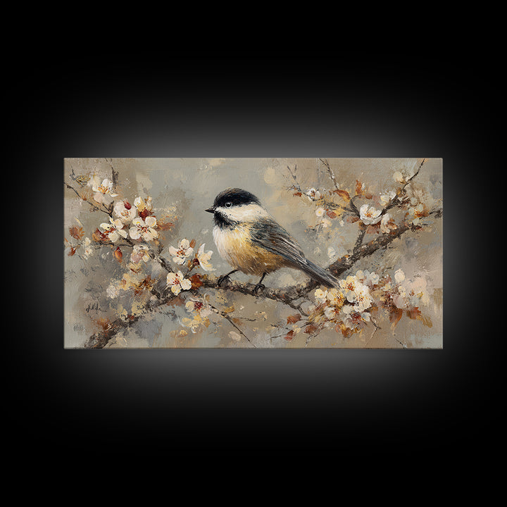 Small Bird on a Flowering Branch Canvas Print, Bed and Breakfast Art, Contemporary Art, Living Room Decor, Bedroom Wall Art, BAB-2x1-34