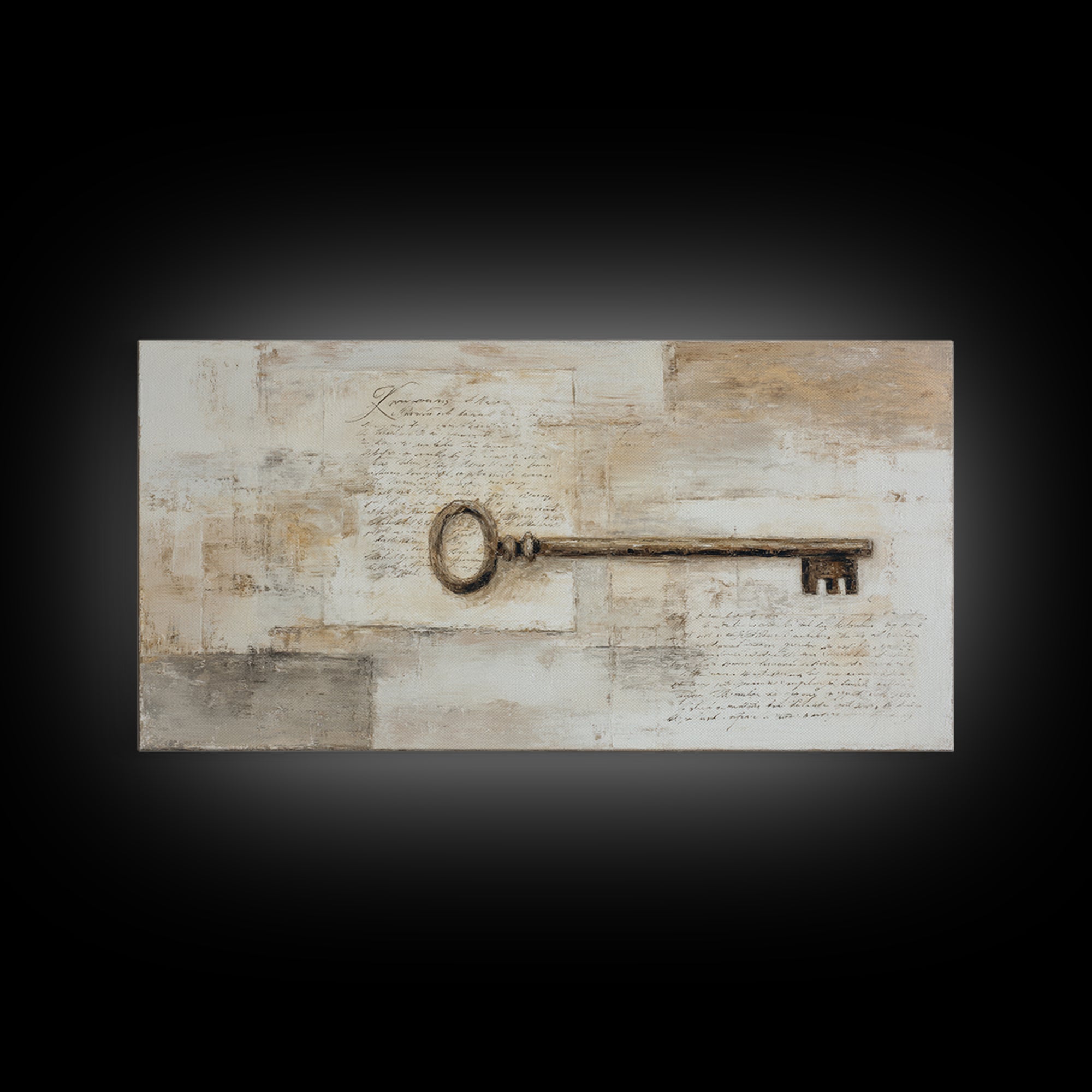 Antique Key and Handwritten Letter Arrangement Without Canvas Print, Bed and Breakfast Art, Farmhouse Decor, Living Room Decor, BAB-2x1-53