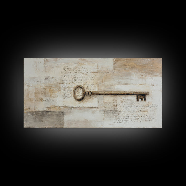 Antique Key and Handwritten Letter Arrangement Without Canvas Print, Bed and Breakfast Art, Farmhouse Decor, Living Room Decor, BAB-2x1-53