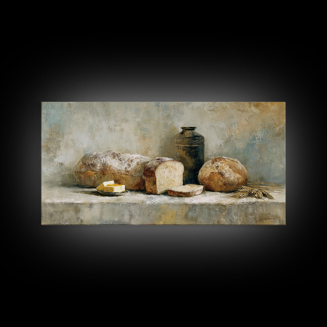 Freshly Baked Bread Canvas Print, Bed and Breakfast Art, Printable, Living Room Decor, Fine Art, Bedroom Wall Decor, BAB-2x1-64