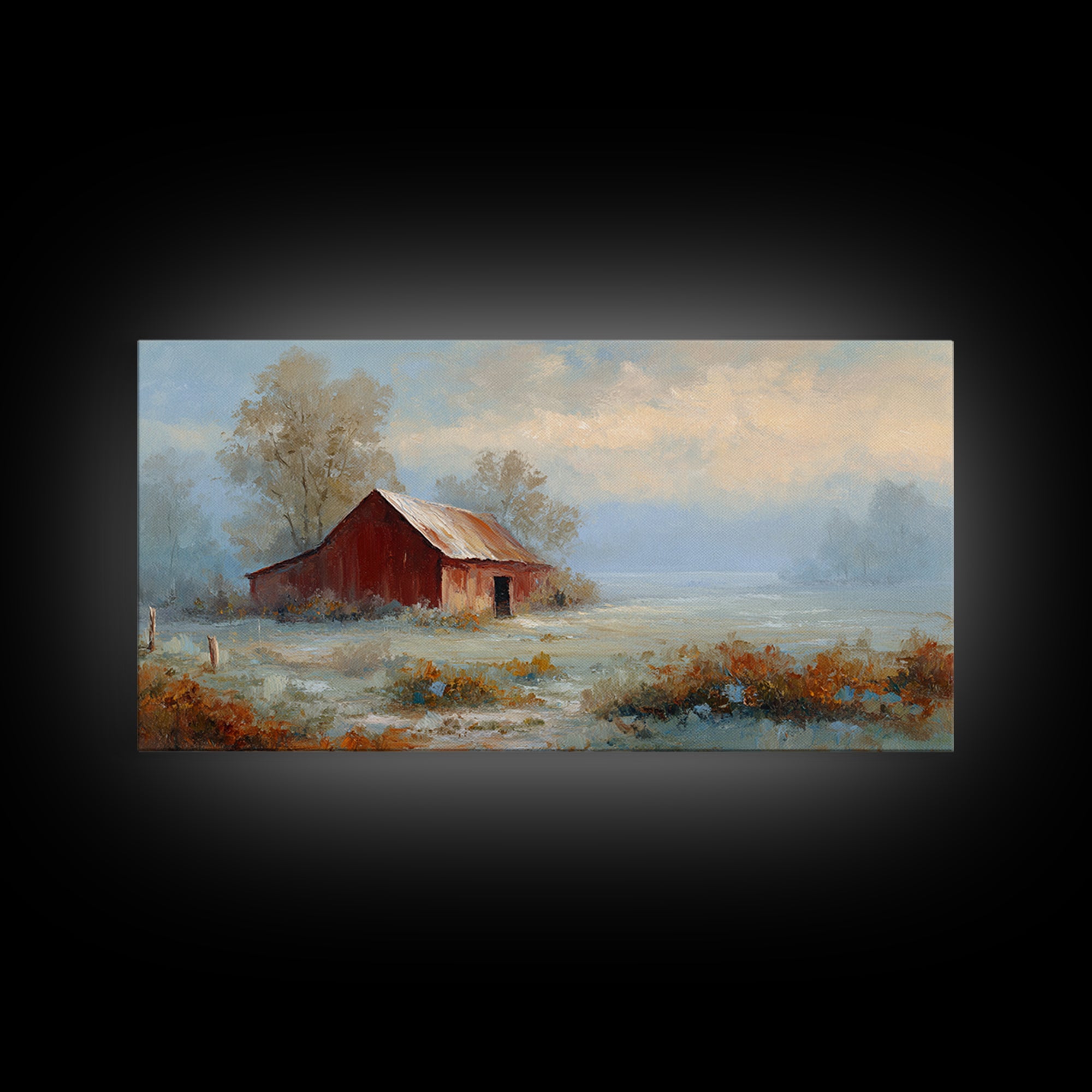 Old Farmhouse Landscape Framed Canvas Print, Bed and Breakfast Art, Room Decor, Living Room Decor, Fine Art, BAB-2x1-75