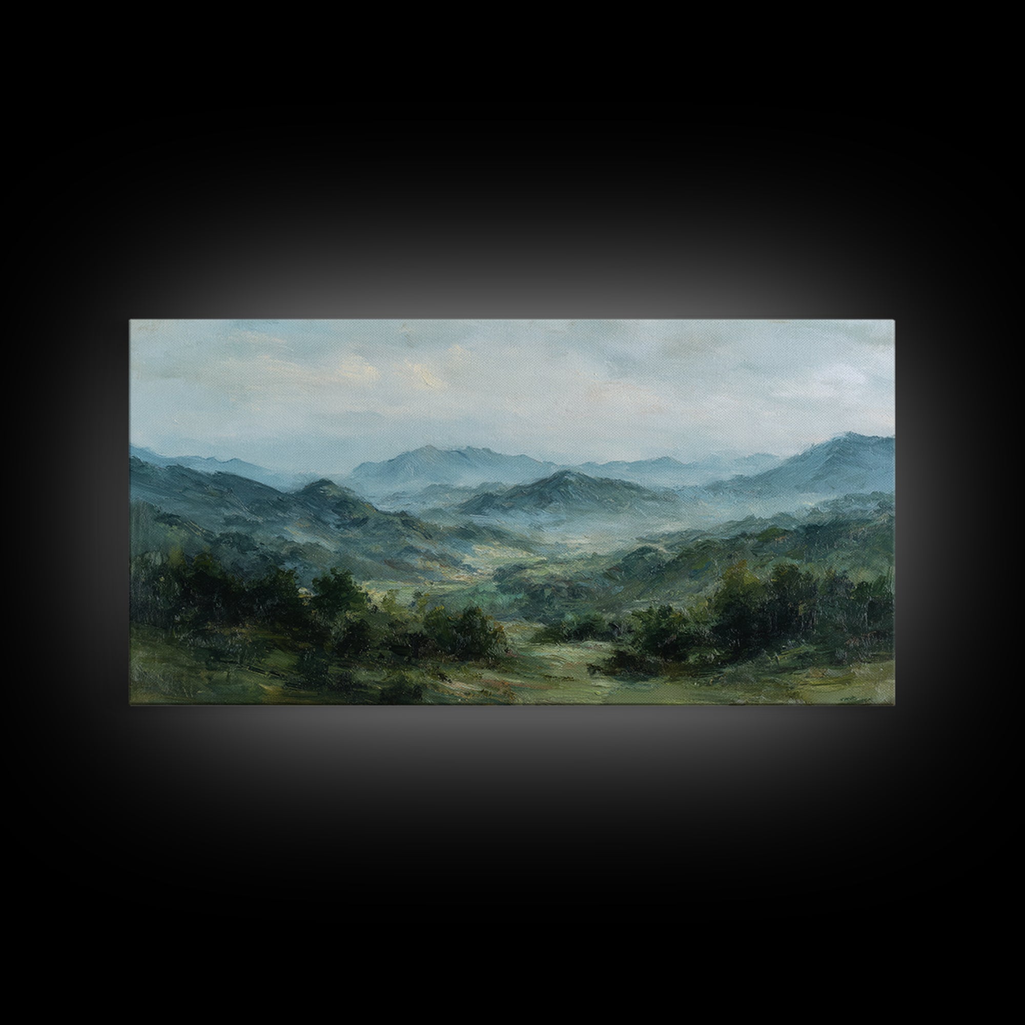 Classic Landscape with Rolling Green Hills Canvas Print, Bed and Breakfast Art, Farmhouse Decor, Living Room Decor, BAB-2x1-92