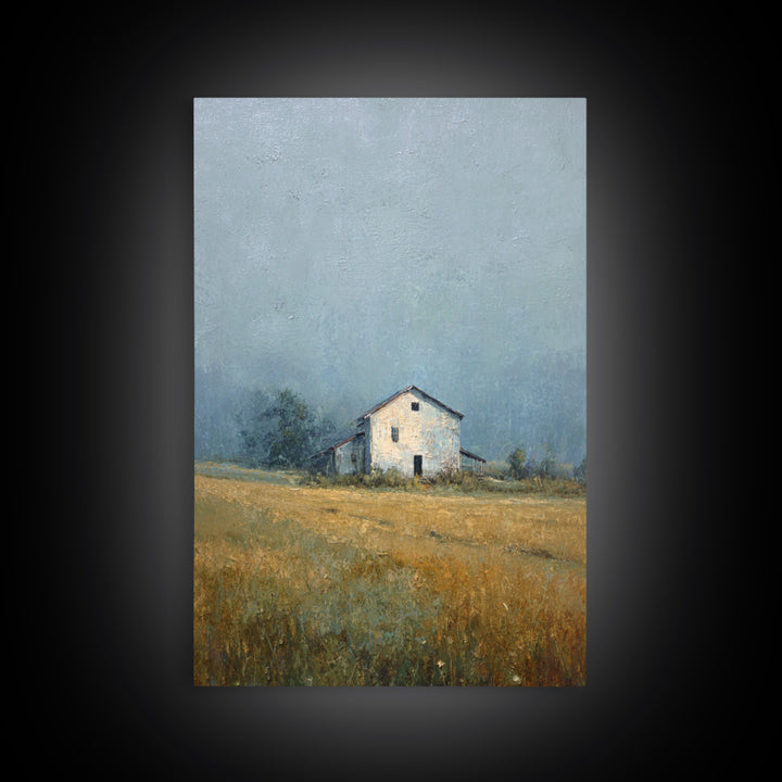 Old Farmhouse Landscape Canvas Print, Bed and Breakfast Art, Minimalist Decor, Living Room Decor, Oil Painting, BAB-2x3-15