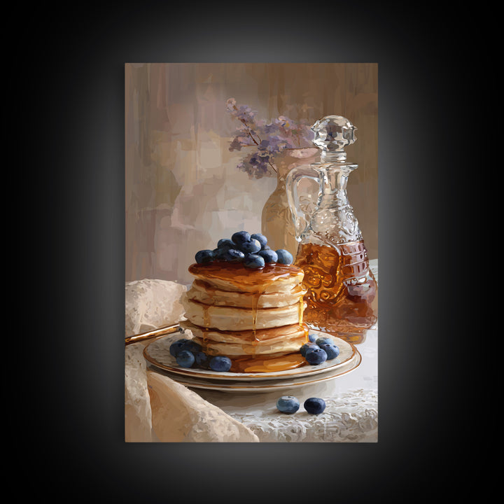 Blueberry Pancakes Still Life Canvas Print, Bed and Breakfast Art, Gallery Decor, Living Room Decor, Fine Art, BAB-2x3-16