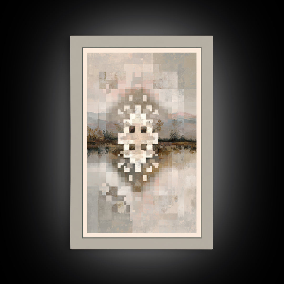 Quilt Pattern Folk Art Composition Framed Canvas Print, Bed and Breakfast Art, Contemporary Art, Living Room Decor, Fine Art, BAB-2x3-19