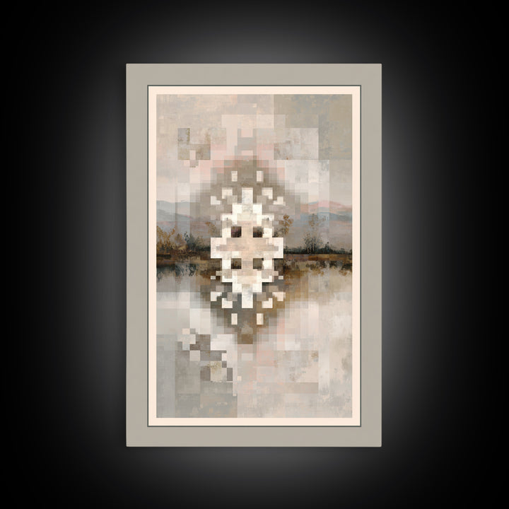 Quilt Pattern Folk Art Composition Framed Canvas Print, Bed and Breakfast Art, Contemporary Art, Living Room Decor, Fine Art, BAB-2x3-19