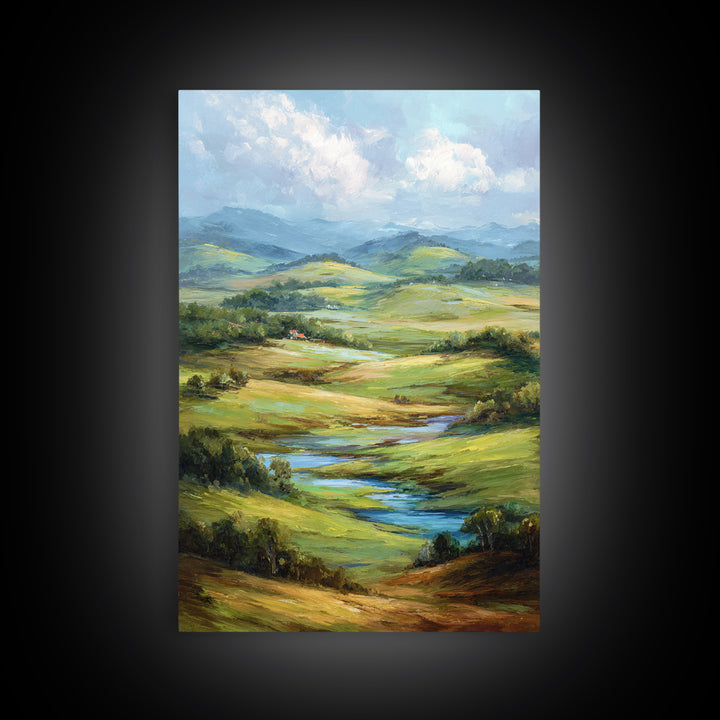 Classic Landscape with Rolling Green Hills Canvas Print, Bed and Breakfast Art, Statement Artwork, Living Room Decor, BAB-2x3-32