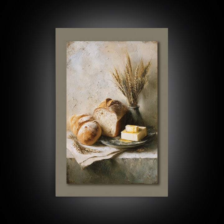 Freshly Baked Bread Framed Canvas Print, Bed and Breakfast Art, Contemporary Art, Living Room Decor, Fine Art, BAB-2x3-4