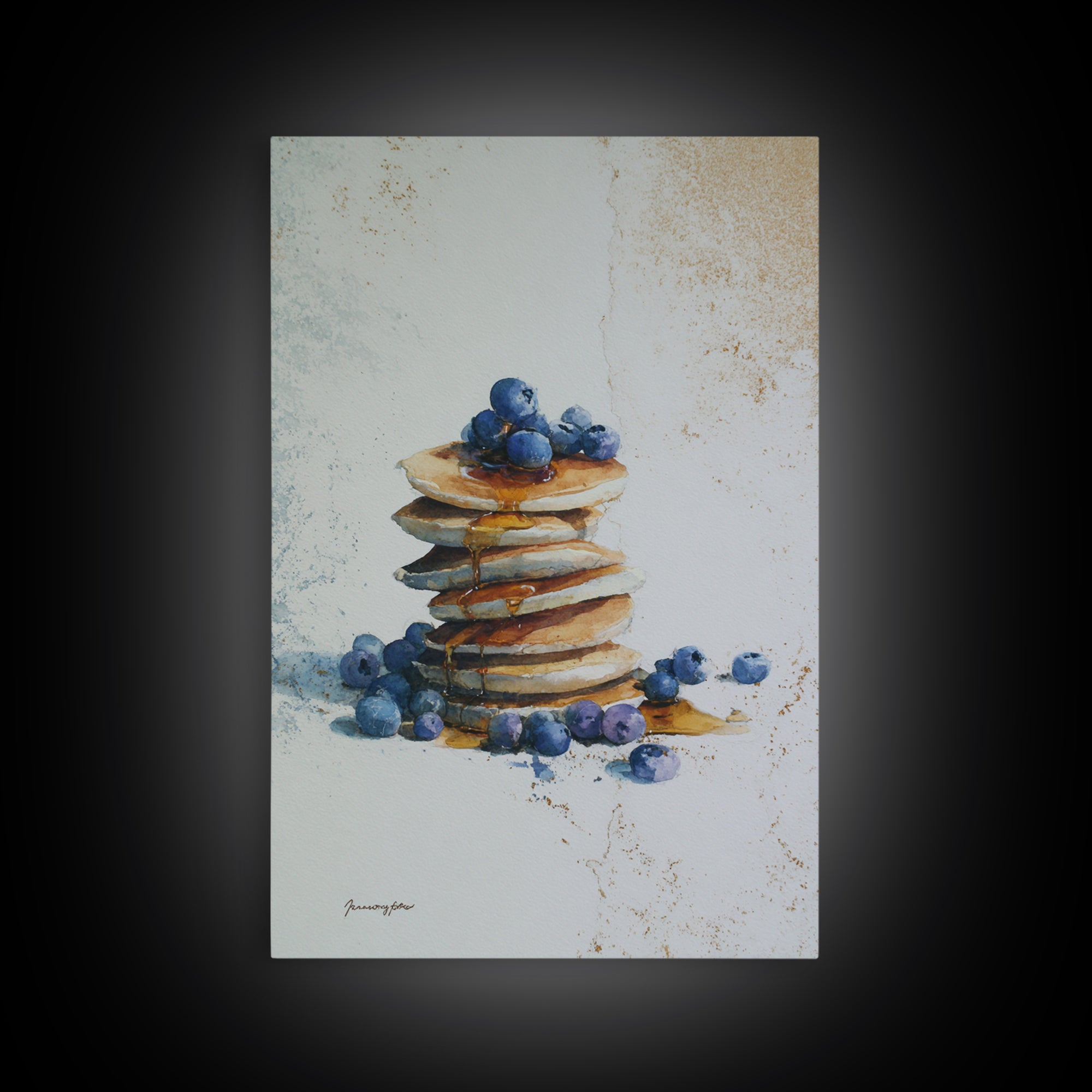Blueberry Pancakes Still Life Canvas Print, Bed and Breakfast Art, Contemporary Art, Living Room Decor, Fine Art, BAB-2x3-40