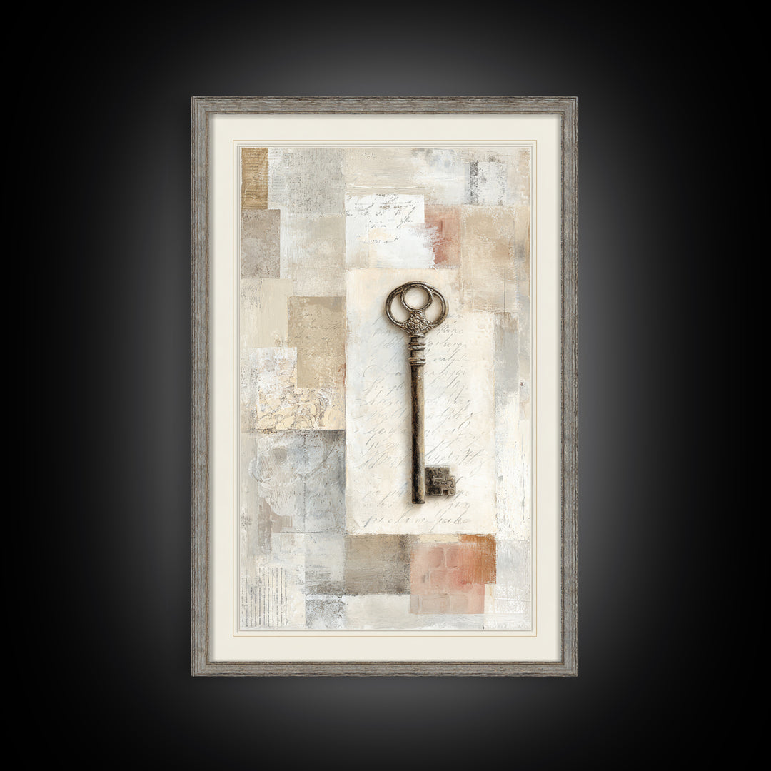 Antique Key and Handwritten Letter Arrangement Without Canvas Print, Bed and Breakfast Art, Bedroom Decor, Living Room Decor, BAB-2x3-41