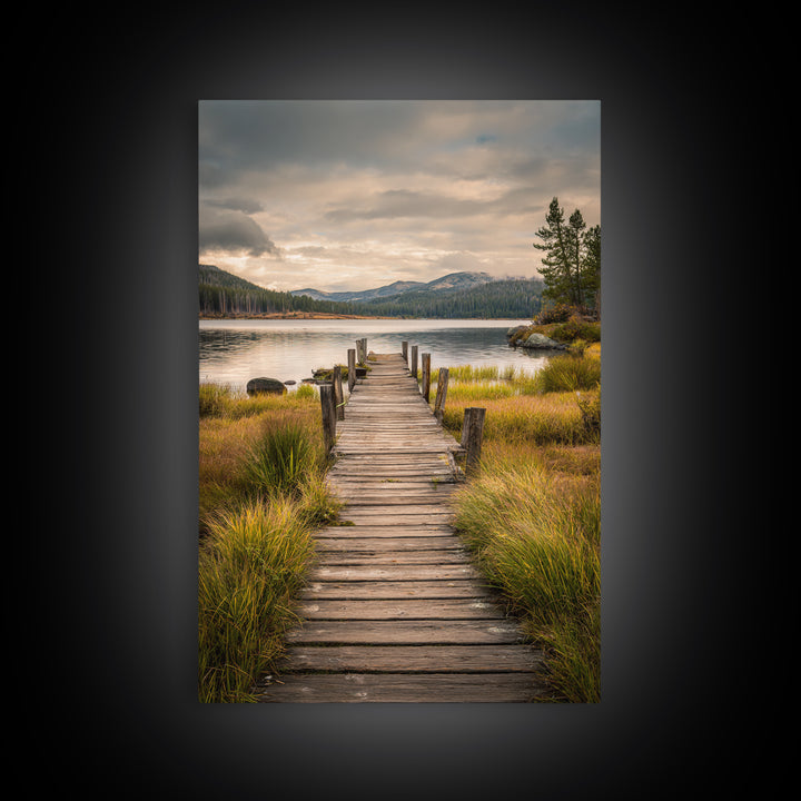 Quiet Lake Dock at Early Morning Canvas Print, Bed and Breakfast Art, Decor, Living Room Decor, Fine Art, Dopamine Decor, BAB-2x3-54