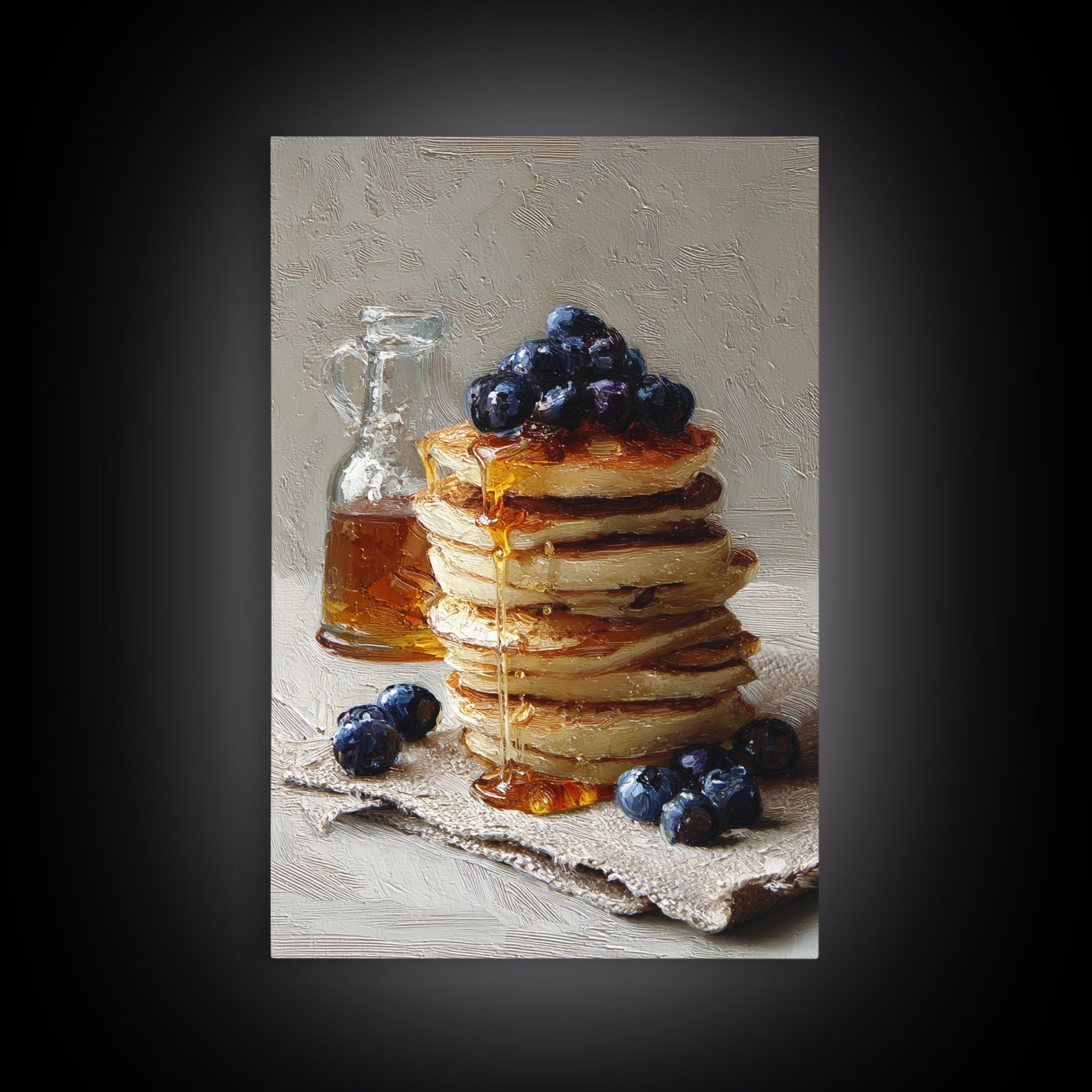 Blueberry Pancakes Still Life Framed Canvas Print, Bed and Breakfast Art, Print, Living Room Decor, Fine Art, BAB-2x3-64