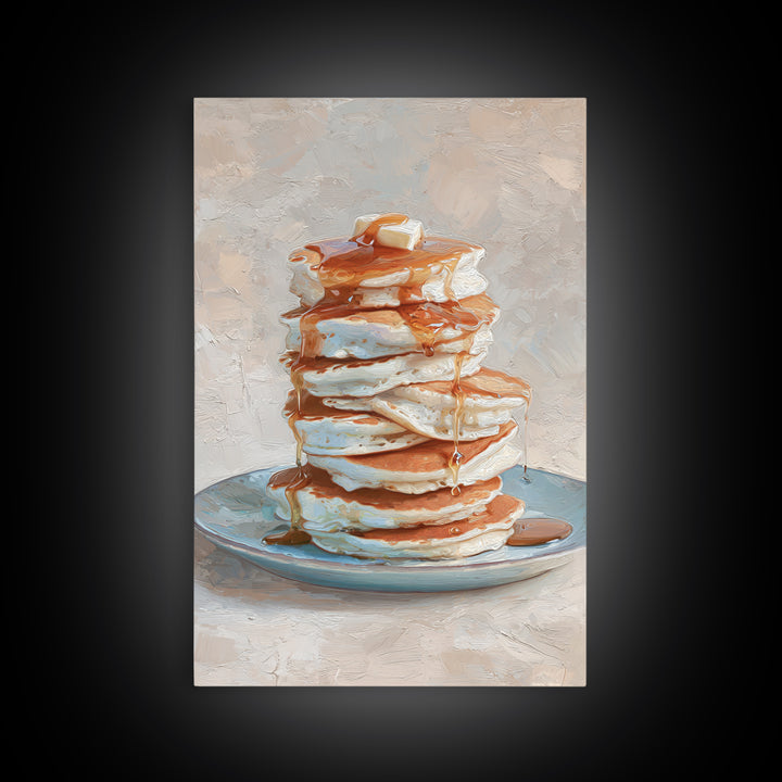 Blueberry Pancakes Still Life Framed Canvas Print, Bed and Breakfast Art, Dopamine Decor, Living Room Decor, Fine Art, BAB-2x3-88