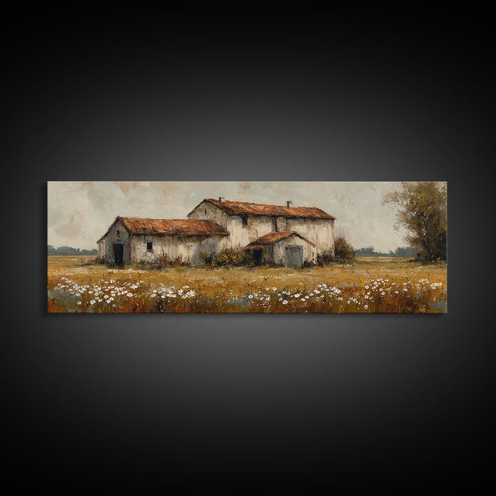 Rooster and Wildflower Country Portrait Canvas Print, Bed and Breakfast Art, Rustic Home Decor, Living Room Decor, Fine Art, BAB-3x1-11