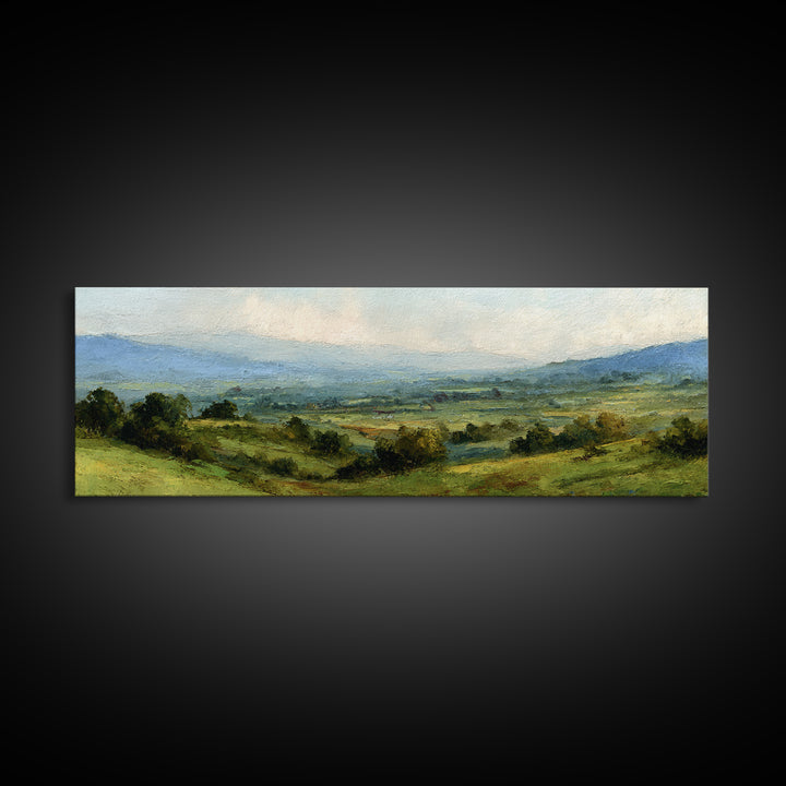 Classic Landscape with Rolling Green Hills Canvas Print, Bed and Breakfast Art, Bedroom Wall Decor, Living Room Decor, BAB-3x1-16