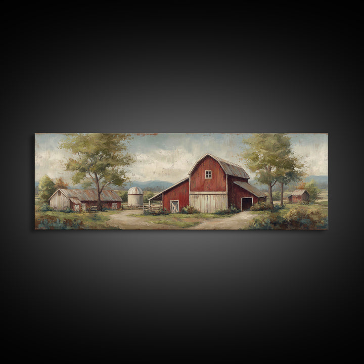 Apple Orchard Scene Framed Canvas Print, Bed and Breakfast Art, Coffee Wall Art, Living Room Decor, Fine Art, BAB-3x1-53