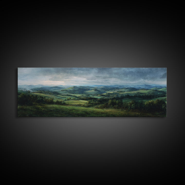 Classic Landscape with Rolling Green Hills Canvas Print, Bed and Breakfast Art, Luxury Decor, Living Room Decor, BAB-3x1-64