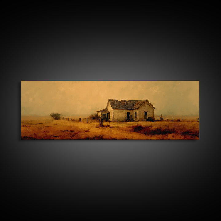 Old Farmhouse Landscape Canvas Print, Bed and Breakfast Art, Wood Wall Art, Living Room Decor, Oil Painting, BAB-3x1-71