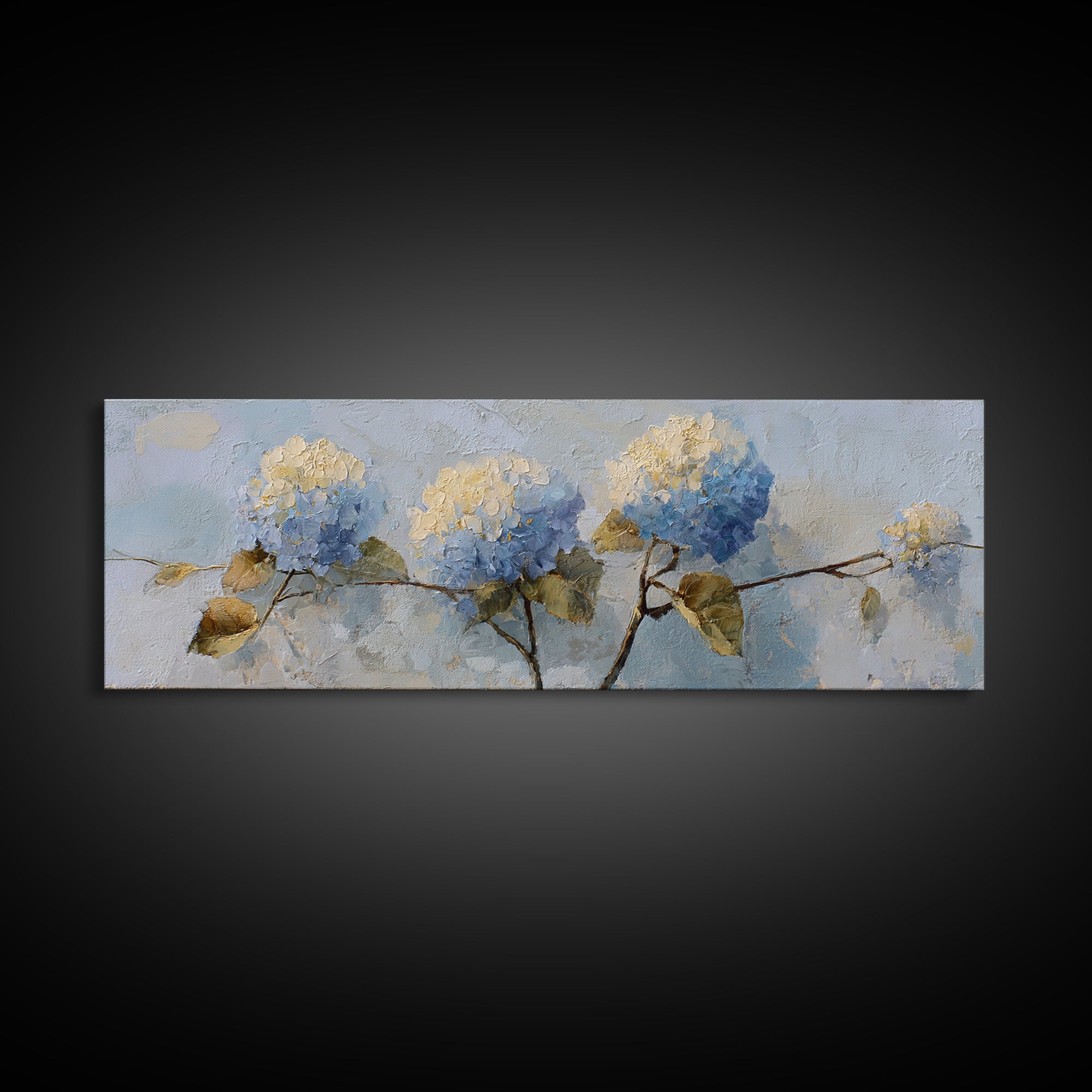 Sunlit Hydrangeas on a Windowsill Canvas Print, Bed and Breakfast Art, Farmhouse Wall Decor, Living Room Decor, BAB-3x1-74