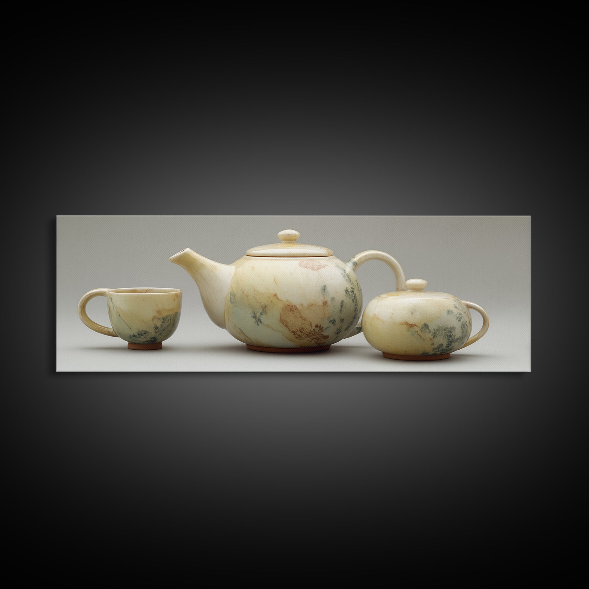 Porcelain Teapot and Scones Canvas Print, Bed and Breakfast Art, Wall Decor, Living Room Decor, Fine Art, Dopamine Decor, BAB-3x1-76