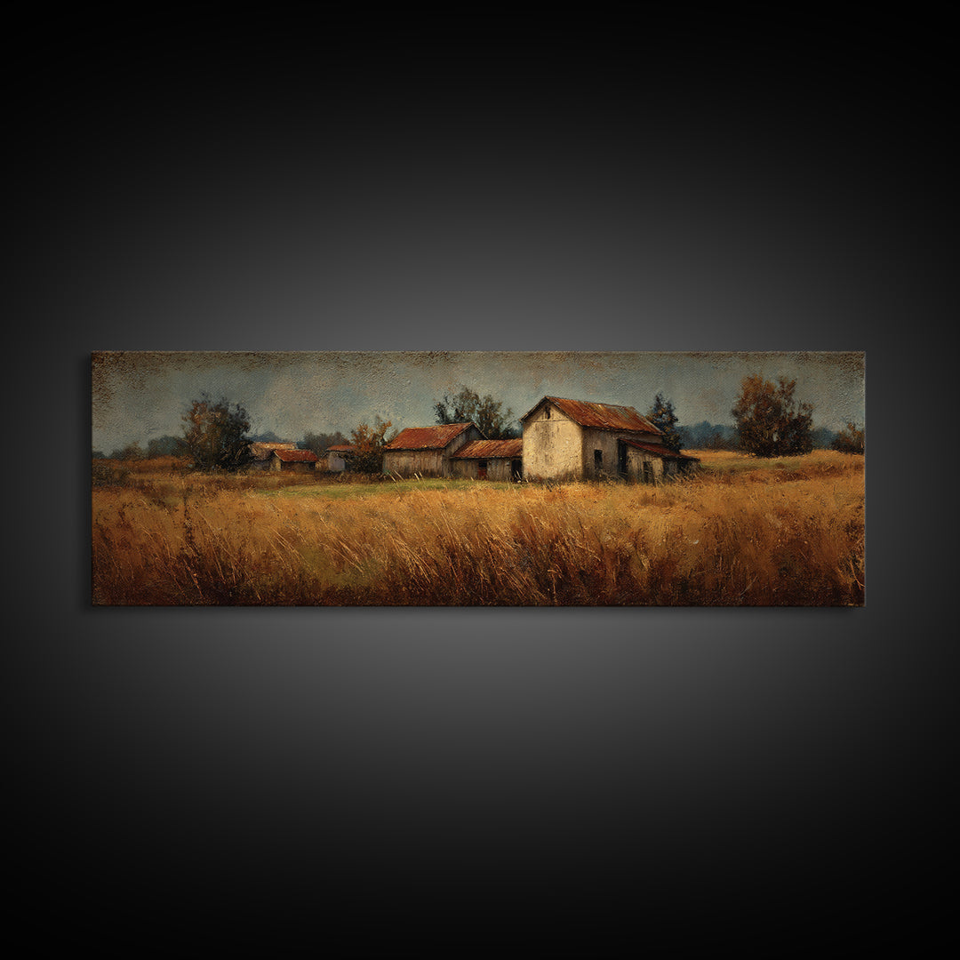 Apple Orchard Scene Framed Canvas Print, Bed and Breakfast Art, Coffee Wall Art, Living Room Decor, Fine Art, BAB-3x1-77