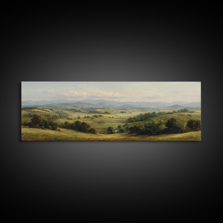 Classic Landscape with Rolling Green Hills Canvas Print, Bed and Breakfast Art, Wall Art, Living Room Decor, Fine Art, BAB-3x1-88