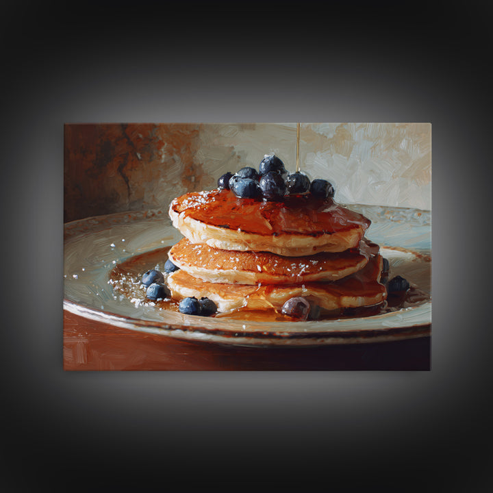 Blueberry Pancakes Still Life Canvas Print, Bed and Breakfast Art, Above Bed Decor, Living Room Decor, Fine Art, BAB-3x2-12