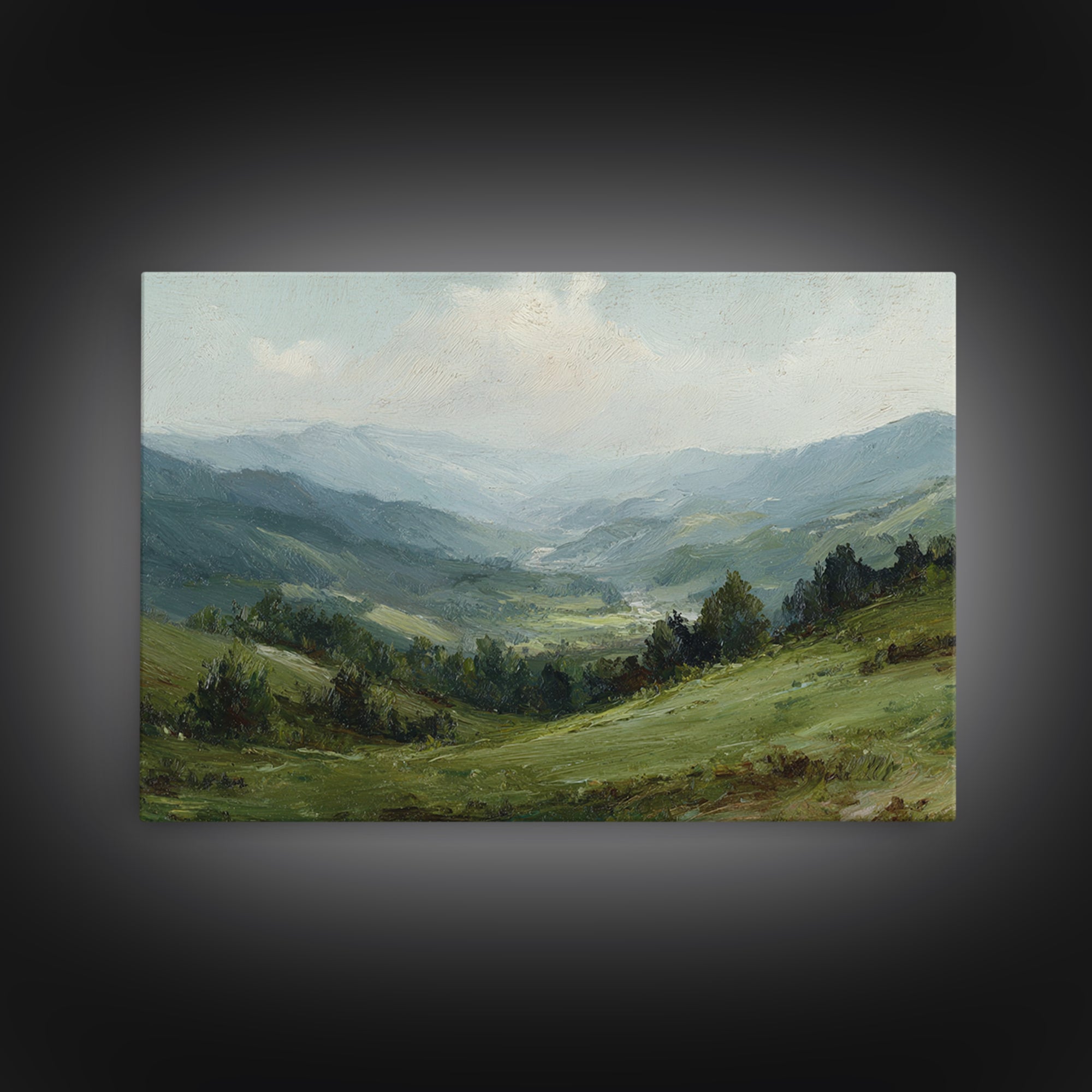 Classic Landscape with Rolling Green Hills Canvas Print, Bed and Breakfast Art, Bedroom Wall Decor, Living Room Decor, BAB-3x2-28