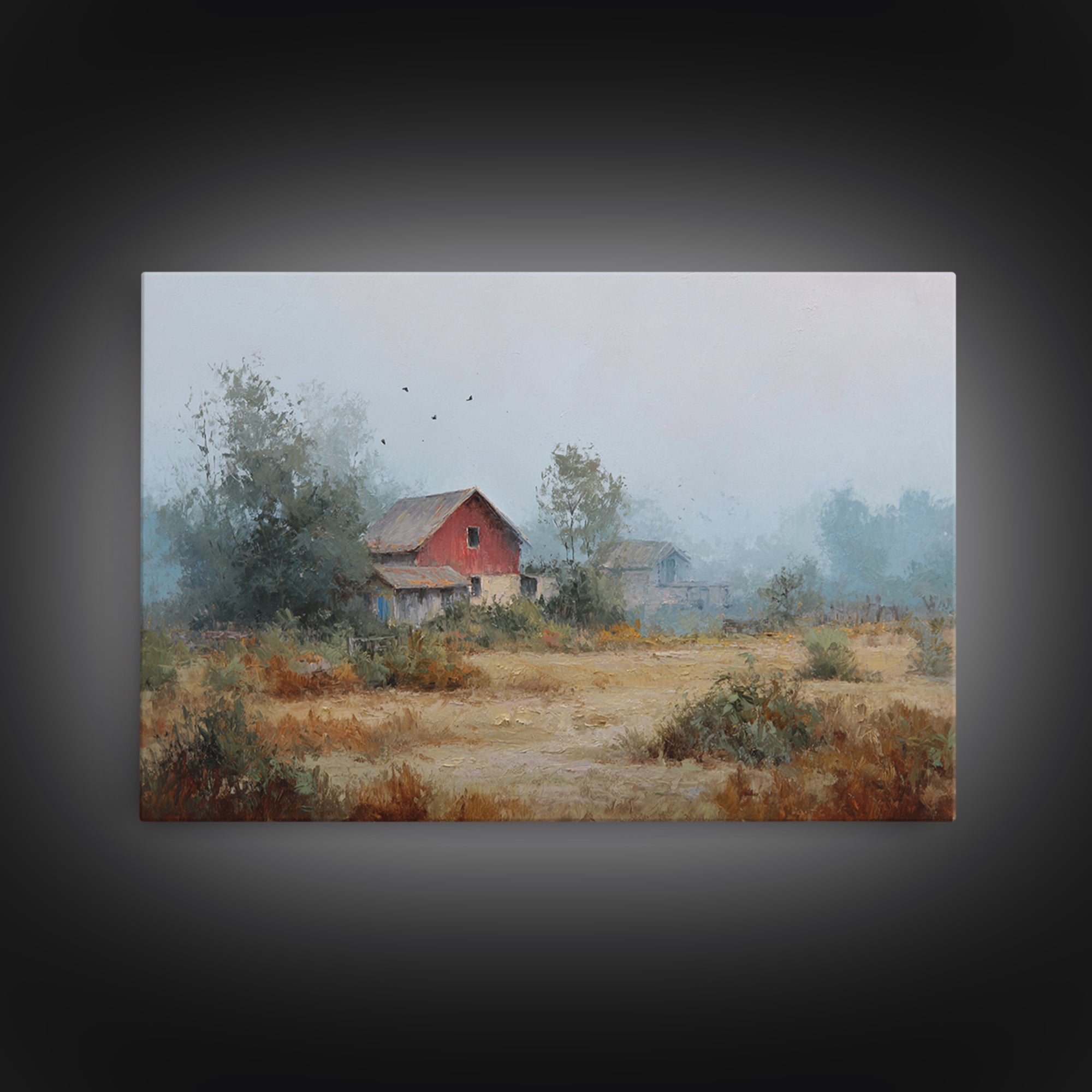 Old Farmhouse Landscape Framed Canvas Print, Bed and Breakfast Art, Room Decor, Living Room Decor, Fine Art, BAB-3x2-35