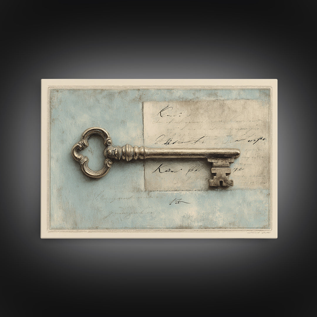 Antique Key and Handwritten Letter Arrangement Without Canvas Print, Bed and Breakfast Art, Bedroom Art, Living Room Decor, BAB-3x2-37