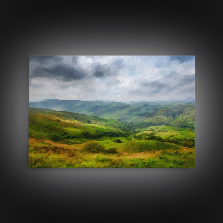 Classic Landscape with Rolling Green Hills Canvas Print, Bed and Breakfast Art, Farmhouse Decor, Living Room Decor, Fine Art, BAB-3x2-4