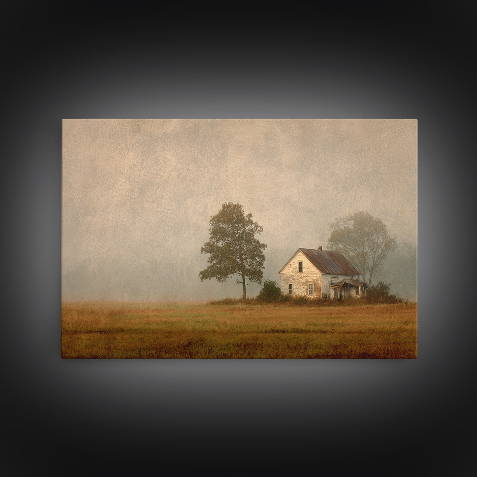 Old Farmhouse Landscape Framed Canvas Print, Bed and Breakfast Art, Digital Art, Living Room Decor, Fine Art, BAB-3x2-59