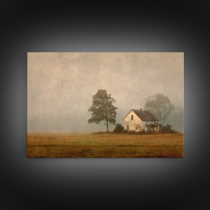 Old Farmhouse Landscape Framed Canvas Print, Bed and Breakfast Art, Digital Art, Living Room Decor, Fine Art, BAB-3x2-59