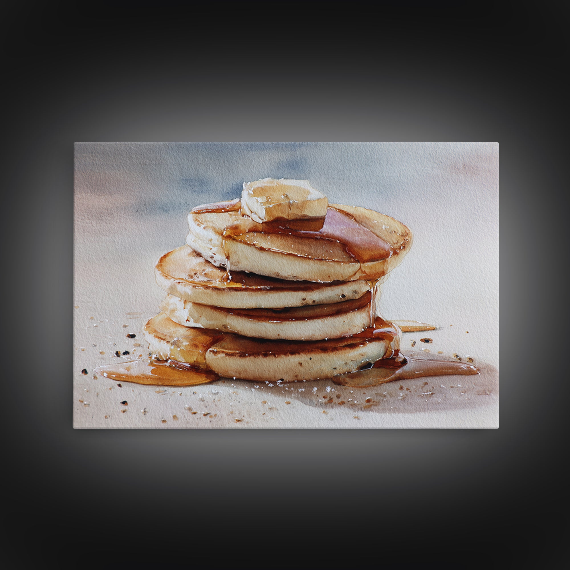 Blueberry Pancakes Still Life Framed Canvas Print, Bed and Breakfast Art, Textured Painting, Living Room Decor, Fine Art, BAB-3x2-60