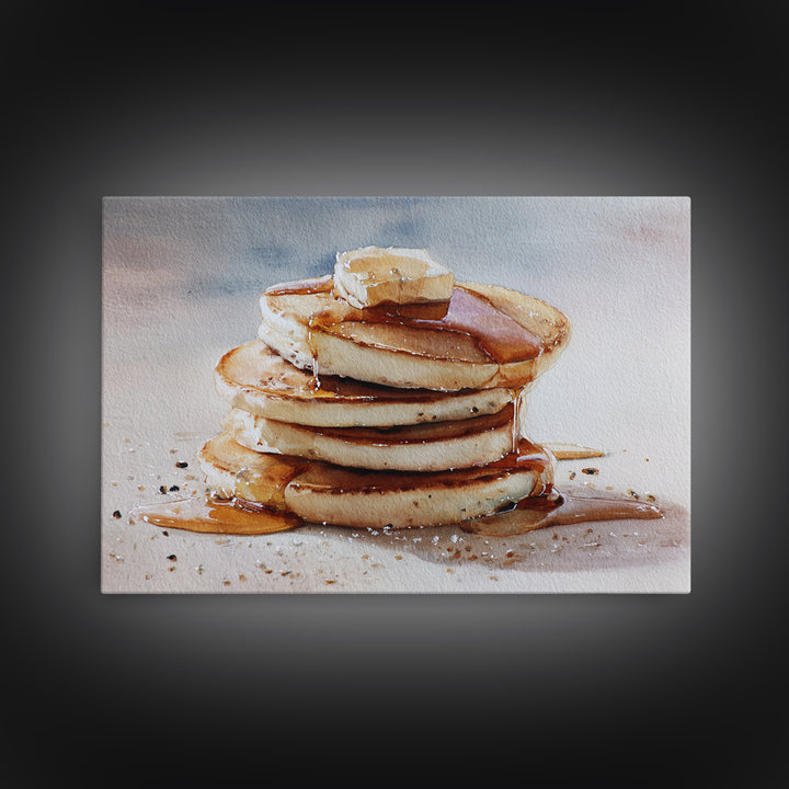 Blueberry Pancakes Still Life Framed Canvas Print, Bed and Breakfast Art, Textured Painting, Living Room Decor, Fine Art, BAB-3x2-60