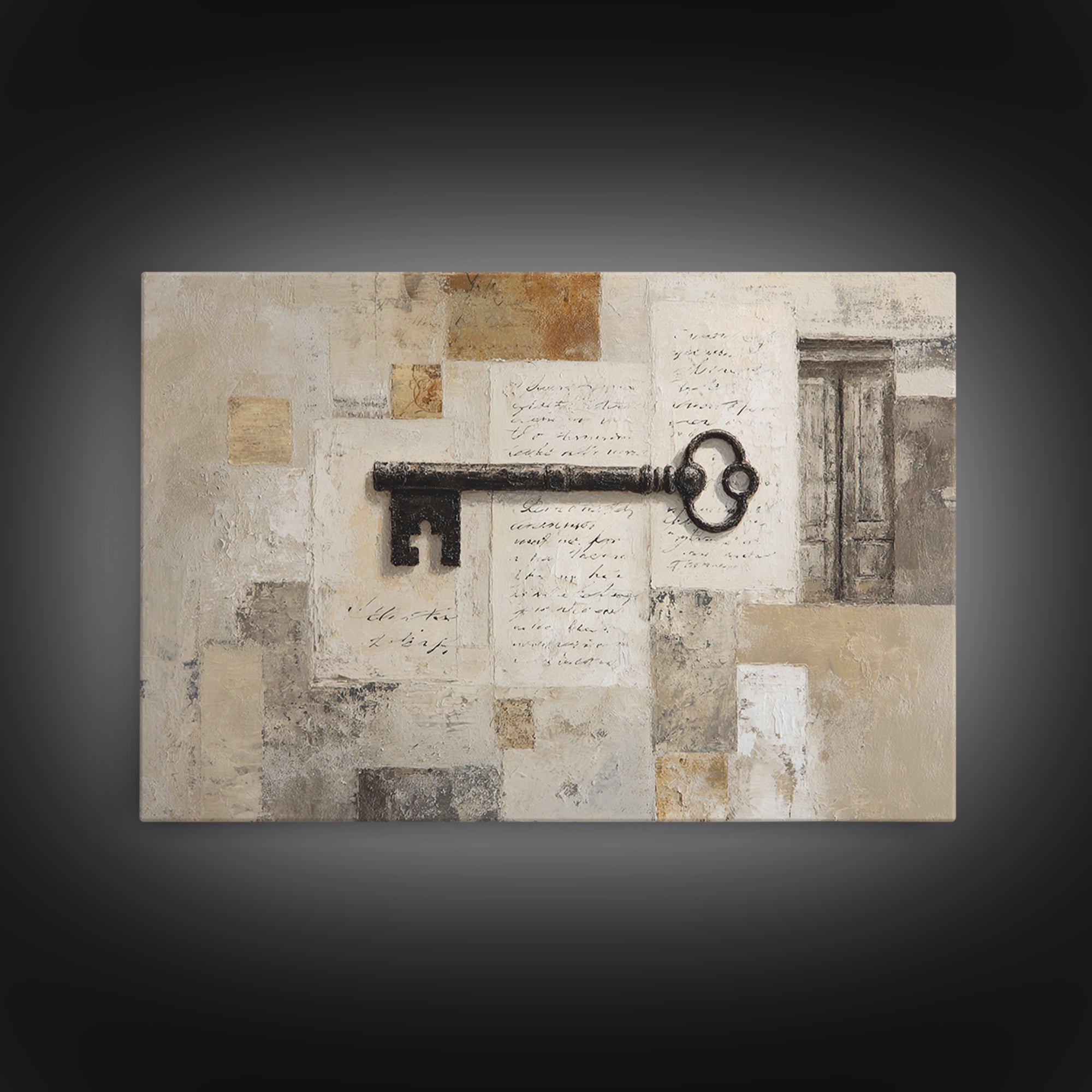 Antique Key and Handwritten Letter Arrangement Without Canvas Print, Bed and Breakfast Art, Bedroom Art, Living Room Decor, BAB-3x2-61
