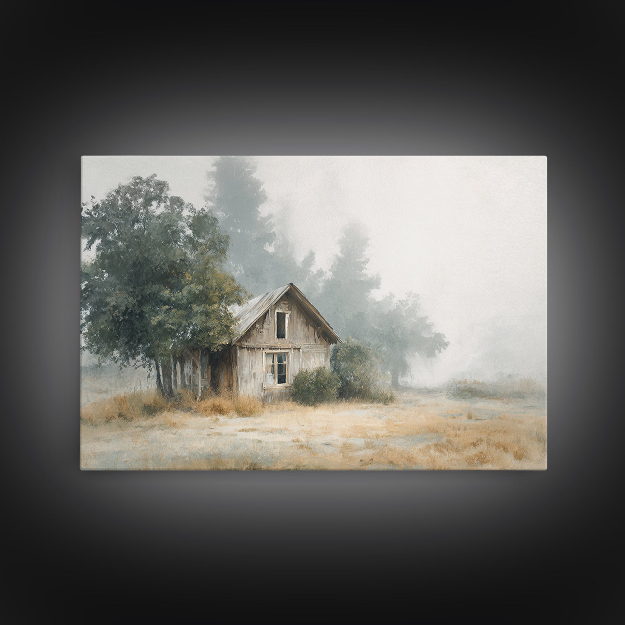 Old Farmhouse Landscape Canvas Print, Bed and Breakfast Art, Wood Wall Art, Living Room Decor, Oil Painting, BAB-3x2-83