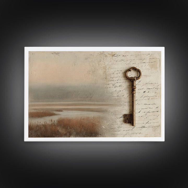 Antique Key and Handwritten Canvas Print, Bed and Breakfast Art, Statement Artwork, Living Room Decor, Fine Art Print, BAB-3x2-85
