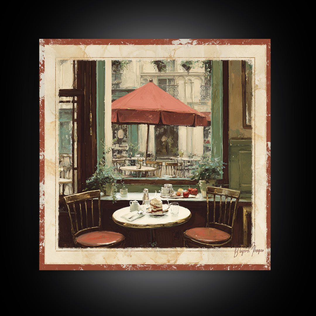 Parisian Dessert Poster Framed Canvas Print, Bakery Art, Print, Bakery Decor, Fine Art, Patisserie, Food Art, Kitchen Print, BAK-1x1-48