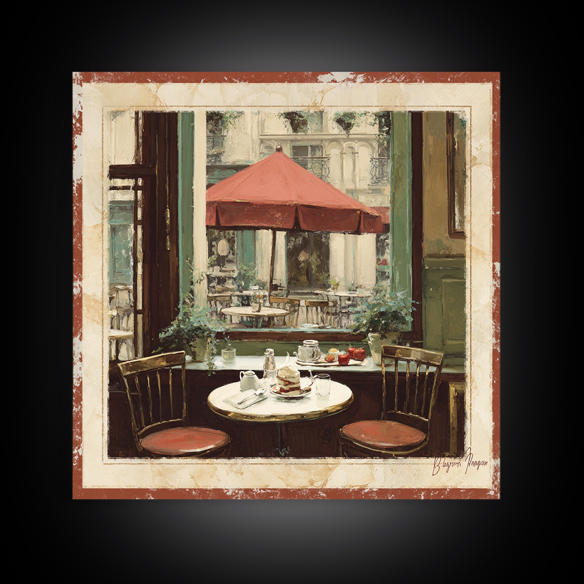 Parisian Dessert Poster Framed Canvas Print, Bakery Art, Print, Bakery Decor, Fine Art, Patisserie, Food Art, Kitchen Print, BAK-1x1-48