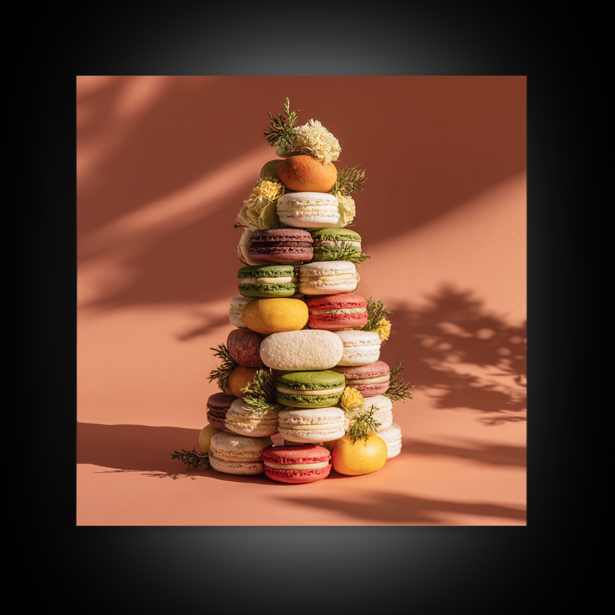 Single Perfect Macaron Tower Canvas Print, Bakery Art, Print, Bakery Decor, Fine Art, Patisserie, Food Art, Kitchen Print, BAK-1x1-99