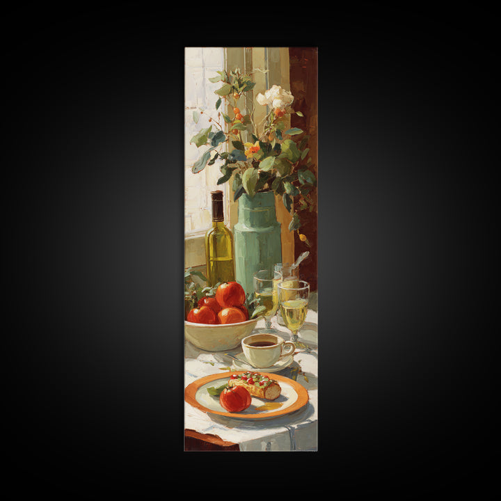 Painterly Eclair and Coffee Still Life Framed Canvas Print, Bakery Art, Print, Bakery Decor, Fine Art, Patisserie, Food Art, BAK-1x3-24