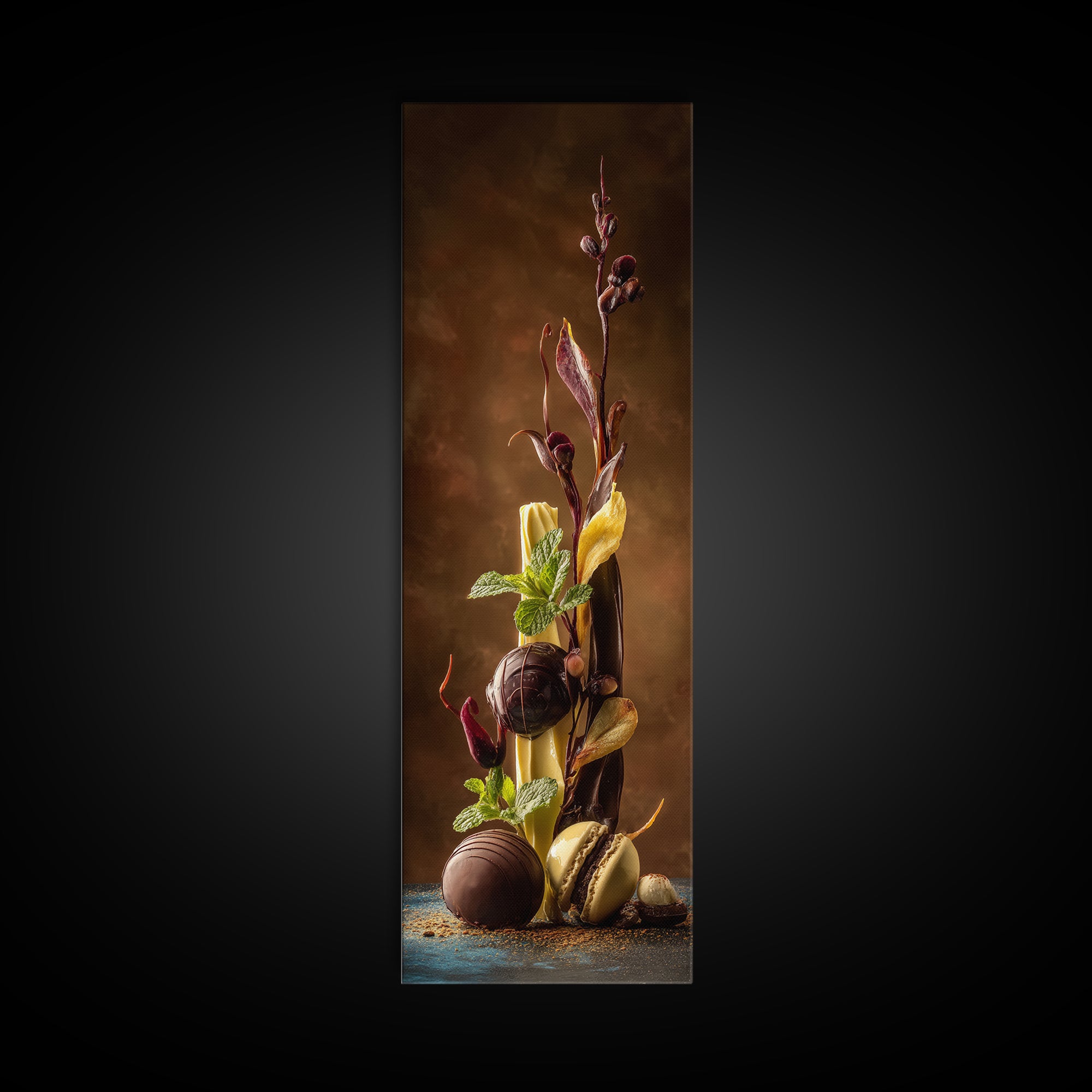 Chocolate Truffle Still Life Framed Canvas Print, Bakery Art, Food Art, Bakery Decor, Watercolor Art, Patisserie, Kids Art, BAK-1x3-31
