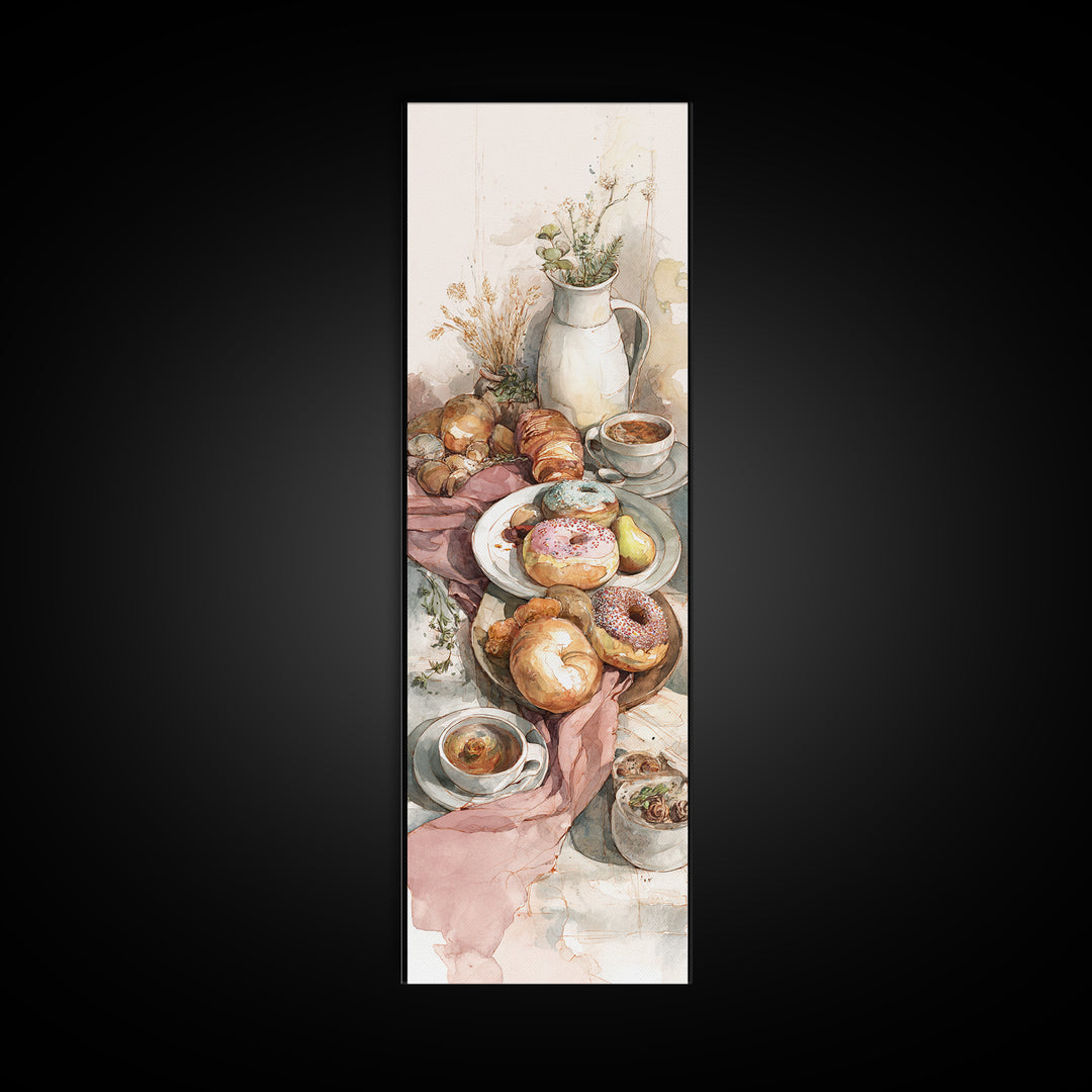 Whimsical Donut Assortment Framed Canvas Print, Bakery Art, Wall Art, Bakery Decor, Oil Painting, Patisserie, BAK-1x3-45
