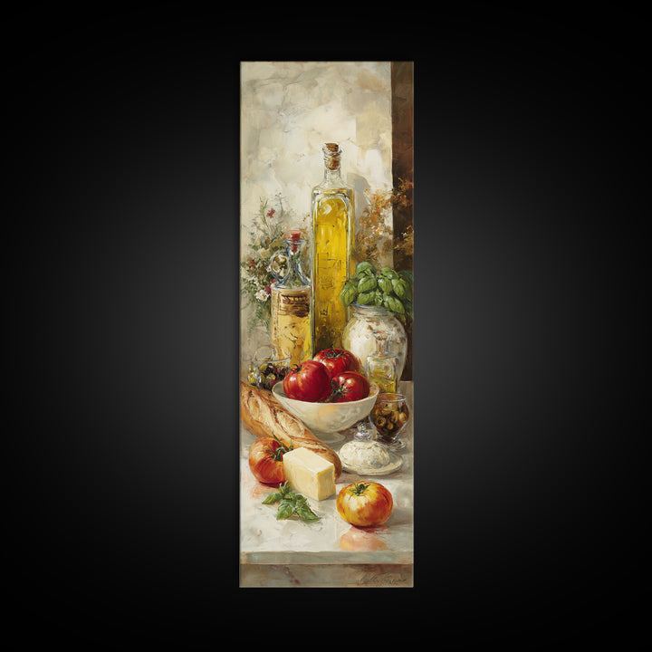 Baguette and Butter Still Life on Marble Canvas Print, Bakery Art, Digital Download Art, Bakery Decor, Fine Art, Patisserie, BAK-1x3-68