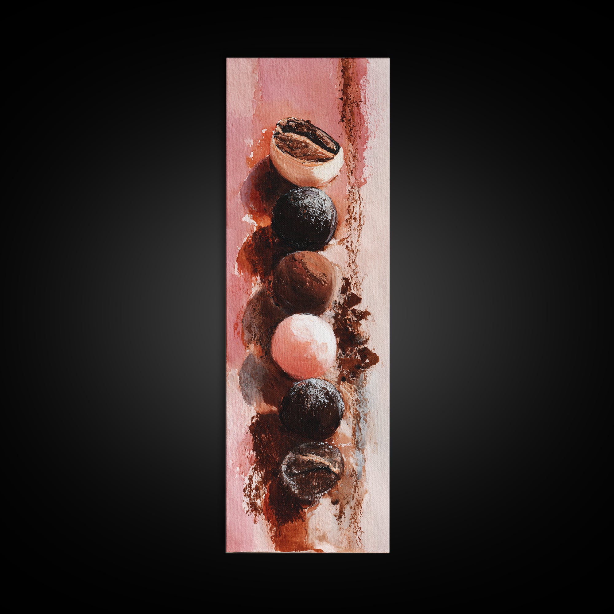 Chocolate Truffle Still Life Framed Canvas Print, Bakery Art, Fine Art, Bakery Decor, Patisserie, Textured Painting, BAK-1x3-79