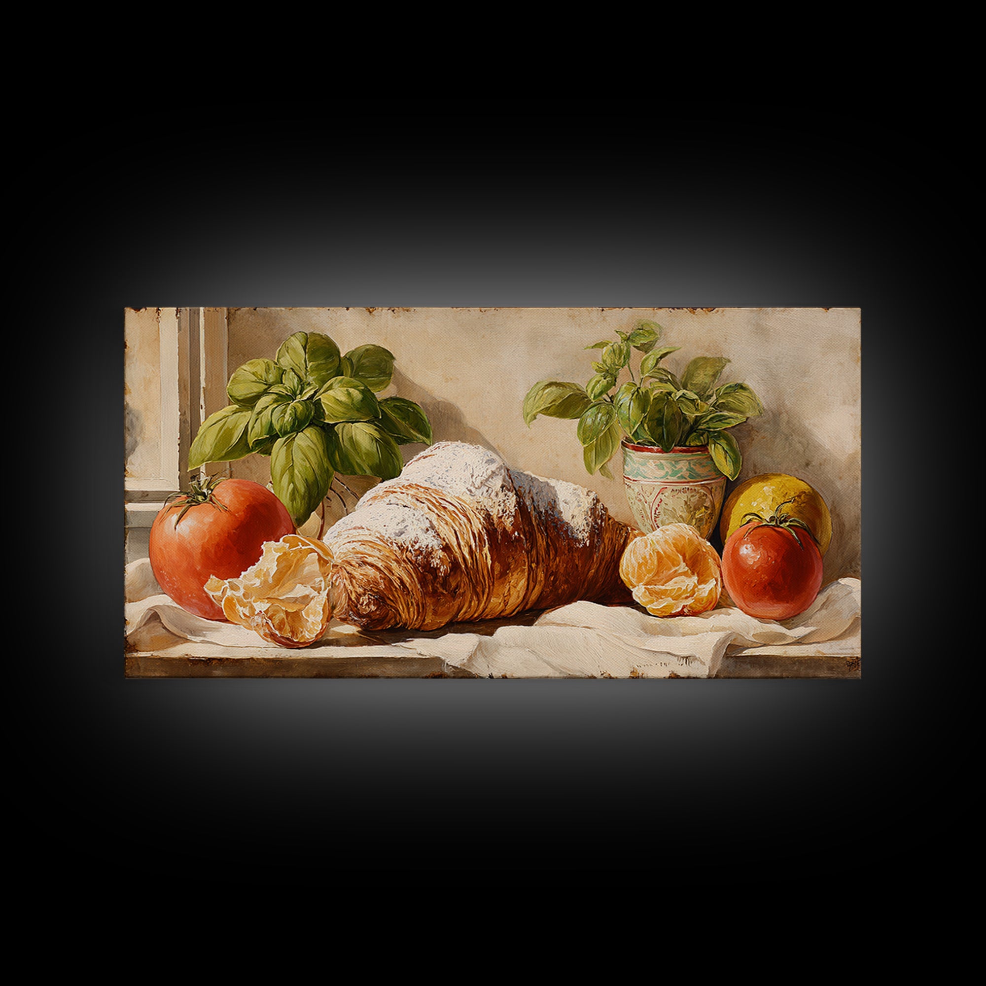 Almond Croissant Closeup Framed Canvas Print, Bakery Art, Kitchen Art Print, Bakery Decor, Fine Art, Patisserie, Modern Decor, BAK-2x1-11